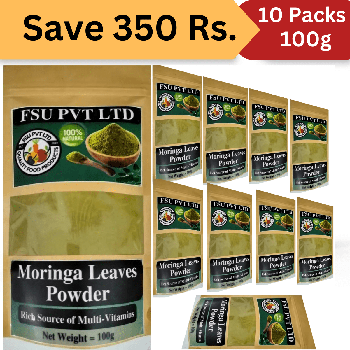 Moringa Leaves Powder (100g) Per Bag| Pack of 10